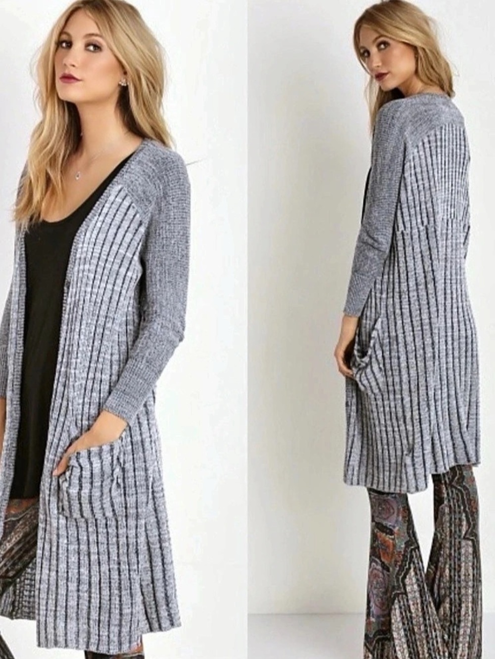 Free People Ribbed Up Maxi Cardigan Duster
